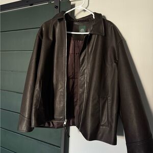 Women’s Oversized Brown Leather Jacket